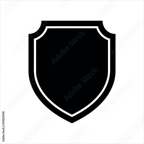 Free Download Black shield emblem with white outline on white background crest badge - GFXLoad