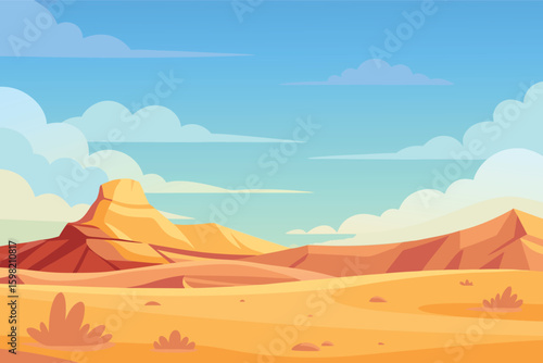 Vibrant desert landscape with sand dunes and sky
