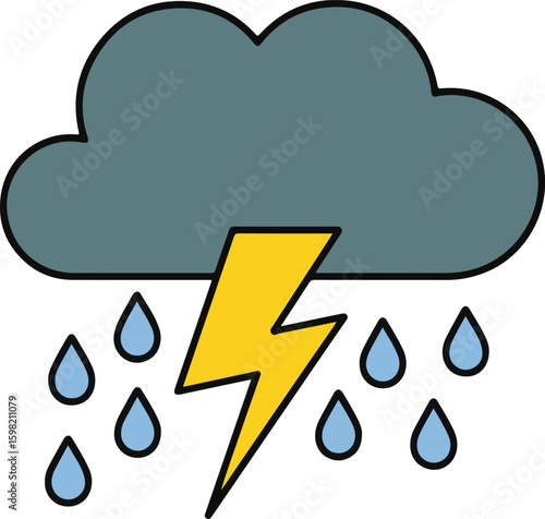 Rain storm clouds. Bad weather cloud and lightning icon vector