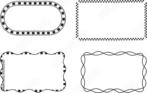 wavy outlines and inner checkerboard tile, rectangle