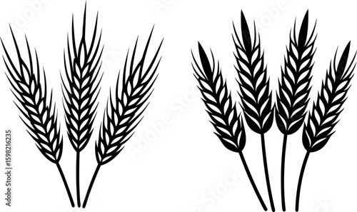 Black wheat stalk vector, wheat stalk art, wheat stalk vector art design, Vector of wheat stalk art, wheat stalk isolated