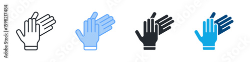 Gloves Icon Set Multiple Style. Designed In Outline, Blue, Glyph, Dual Tone