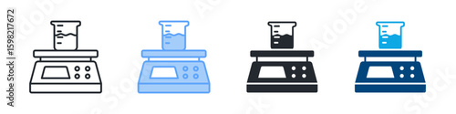 Lab Scale Icon Set Multiple Style. Designed In Outline, Blue, Glyph, Dual Tone