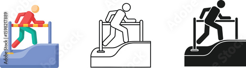 Overcoming obstacles hurdles race challenge difficulties vector illustration