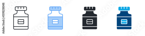 Reagent Icon Set Multiple Style. Designed In Outline, Blue, Glyph, Dual Tone
