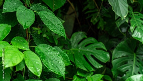 Wallpaper Mural green leaf in the rain Torontodigital.ca