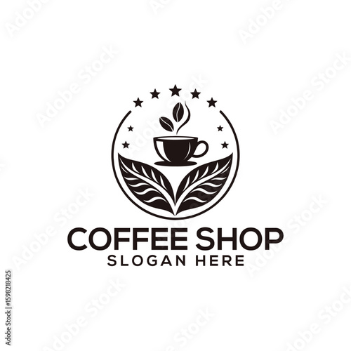 coffee silhouette logo vector line art logo design