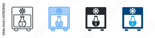 Freezer Icon Set Multiple Style. Designed In Outline, Blue, Glyph, Dual Tone