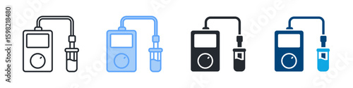 Ph Meter Icon Set Multiple Style. Designed In Outline, Blue, Glyph, Dual Tone