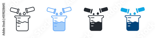 Experiment Icon Set Multiple Style. Designed In Outline, Blue, Glyph, Dual Tone