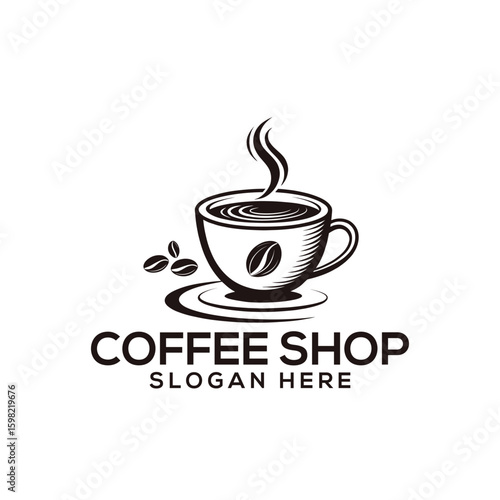 coffee silhouette logo vector line art logo design