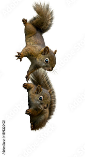 Photo of Two Squirrels Climbing on Transparent Background