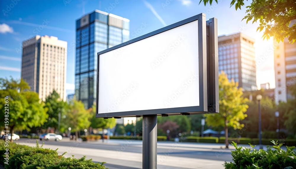 Obraz premium Billboard Advertising Display in Urban Environment Space for Advertisement, Marketing Concept
