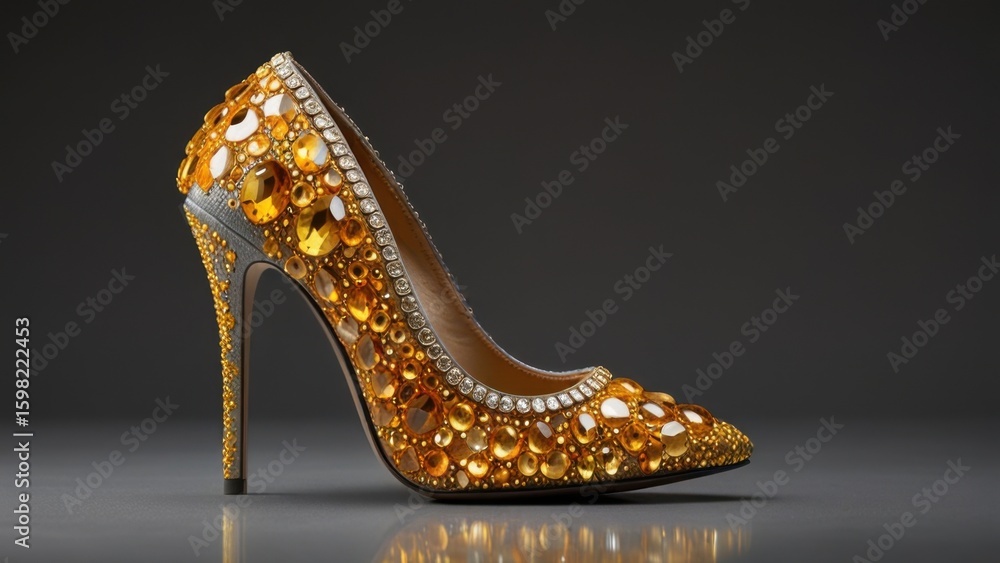 Obraz premium Luxury High Heel Pumps with Glittering Yellow Topaz Crystal Accents