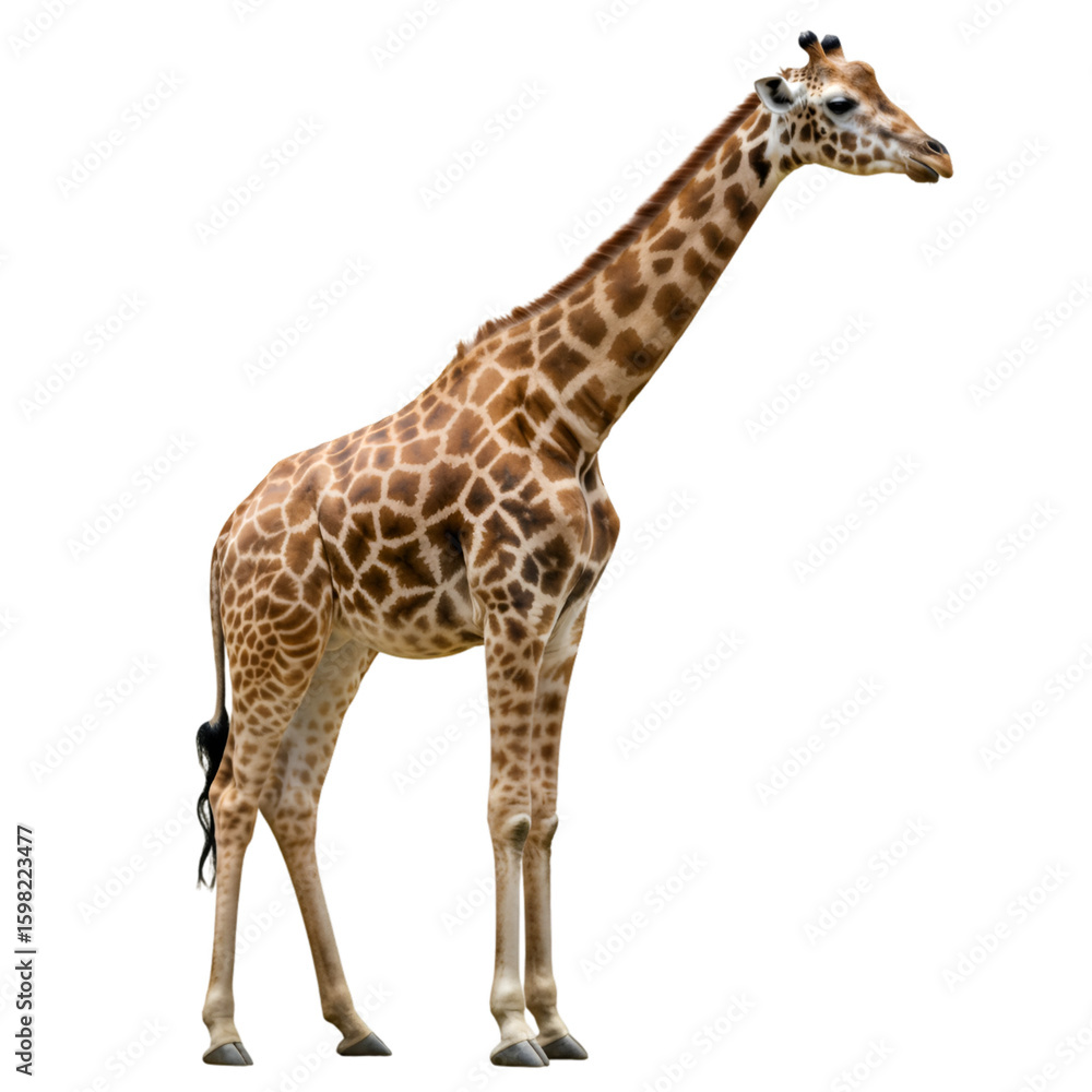 Naklejka premium Isolated PNG Photo of Giraffe on Black Background