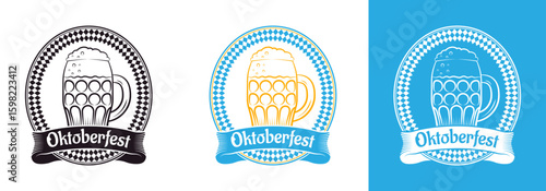 Oktoberfest icon, logo or label. Beer festival celebration design template. October fest emblem, badge. Traditional German, Bavarian beer festival. Vector illustration.