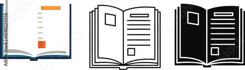 Open book vector illustration set for education reading and learning design