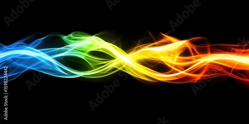 Colorful Flowing Waves of Light in Blue Green Yellow and Orange