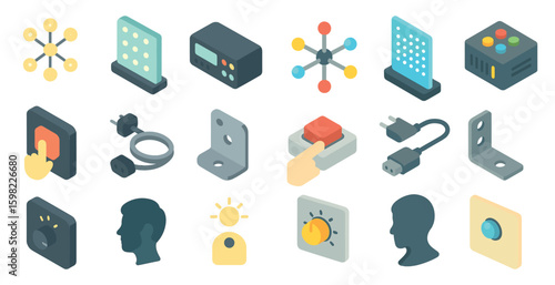 Technology and gadgets isometric icons set – 3d, electronic, digital tools