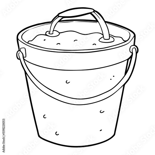 Sand bucket filled with sand for beach activities  