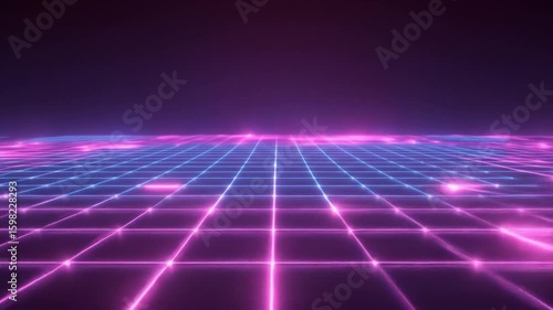 Wallpaper Mural Synthwave Grid Animation: Retro-futuristic neon landscape with dynamic perspective shifts Torontodigital.ca