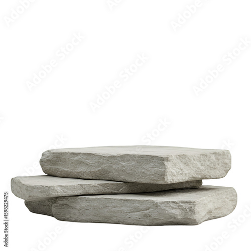 Realistic 3D Illustration of Stacked Gray Stones on Black