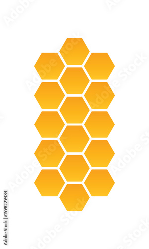 Abstract pattern seamless yellow hexagon honeycombs on a white background. Honey comb background pattern symbol vector design