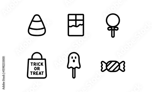 Halloween candy icons: minimalist sweet treats collection