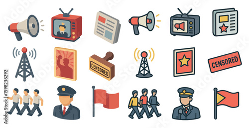 Media and communication icons set – 3d, flat, broadcasting, and messaging symbols