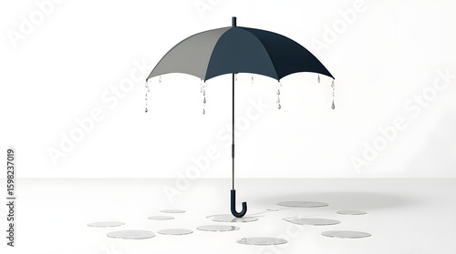Wallpaper Mural Black umbrella standing in rain with water puddles around Torontodigital.ca