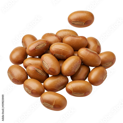 Pile of Brown Beans Isolated on Transparent Background