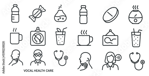 Healthcare and wellness icons set – outline, line, medical and fitness symbols