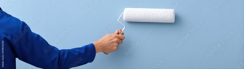 Obraz premium Hand Holding Paint Roller for Home Improvement Project