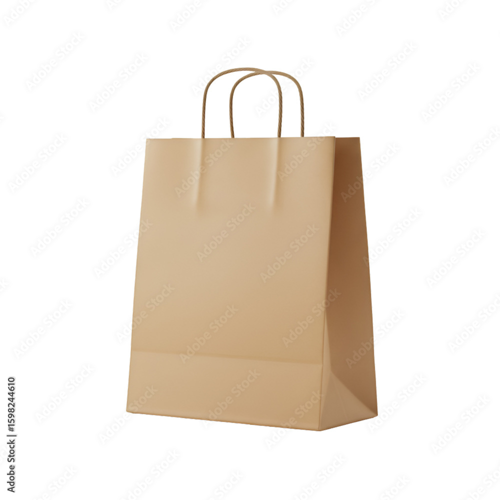 Realistic 3D Brown Paper Shopping Bag Isolated Realistic 3D Brown Paper Shopping Bag Isolated