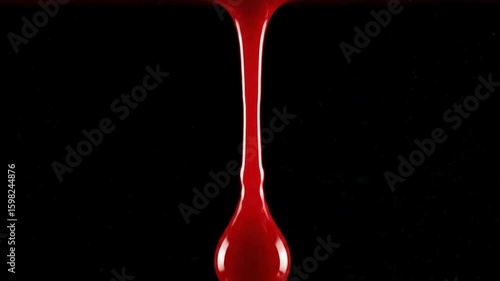 Slow motion of dripping blood on black background