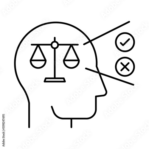 Photos Decision Making Icon – Balance Scale Representing Weighing Options on Transparent Background