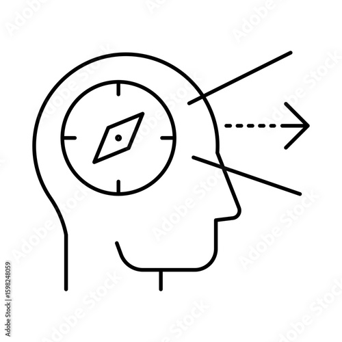 Precision Icon – Compass and Lines Representing Accuracy and Focused Action. Editable Stroke.