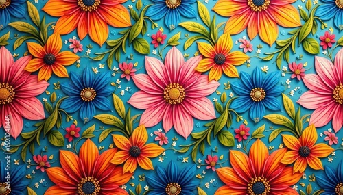 Intricate floral motif seamlessly repeats across a surface , textile, decoration