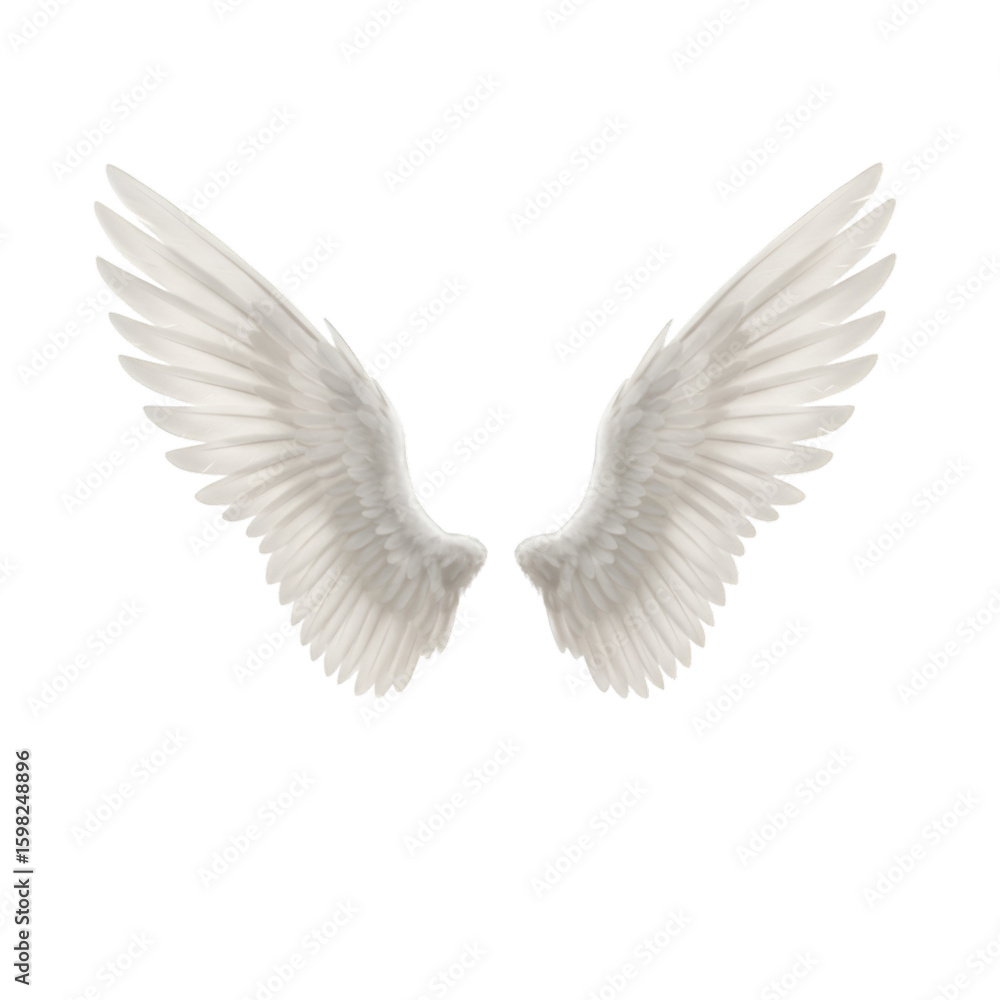 Obraz premium Realistic Illustration of White Angel Wings on Transparent Background