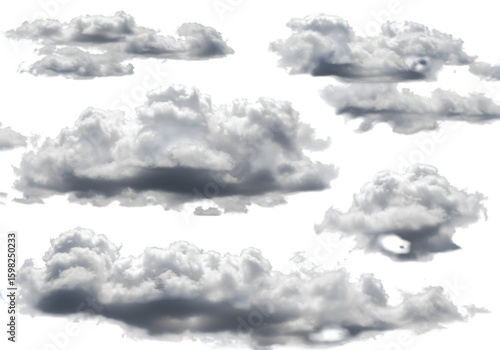 Realistic Isolated PNG Clouds Collage on Transparent Background