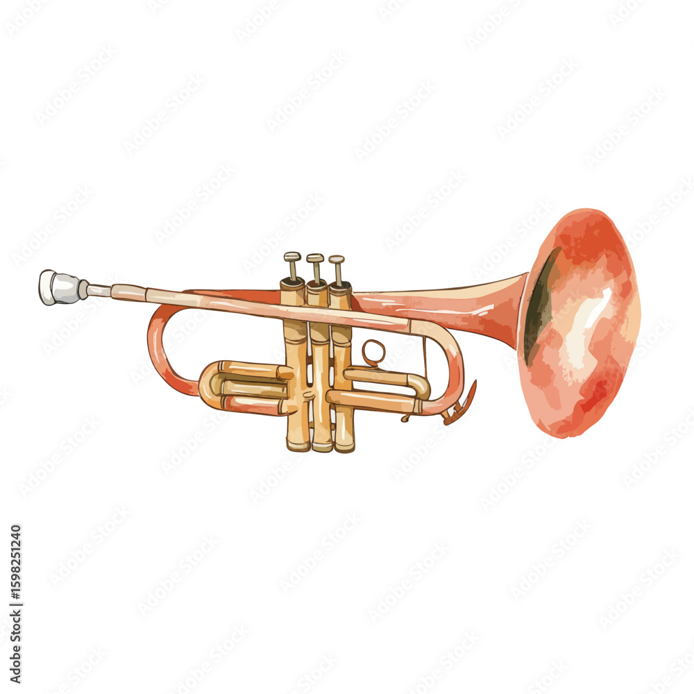 Obraz premium watercolor illustration of Trumpet clipart isolated