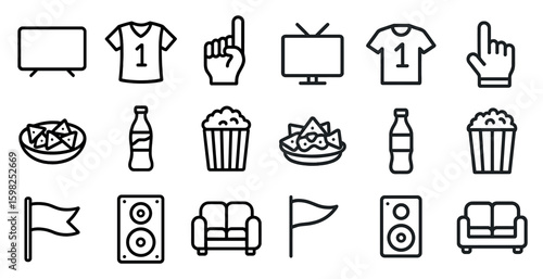 Entertainment and leisure outline icons set – line, linear, fun and activity symbols