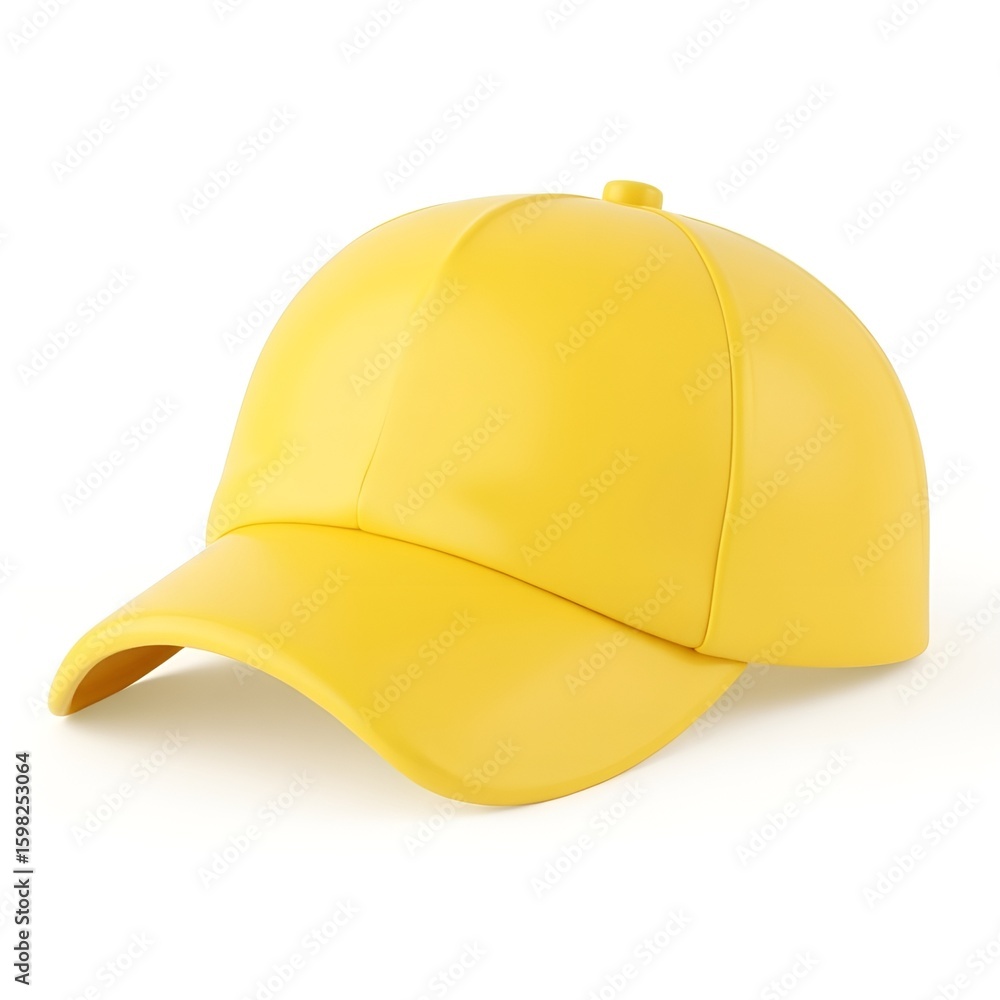 Fototapeta premium 3D Yellow Billed Cap Icon in Glossy Cartoon Plastic Style – Isolated Fashion Accessory Render