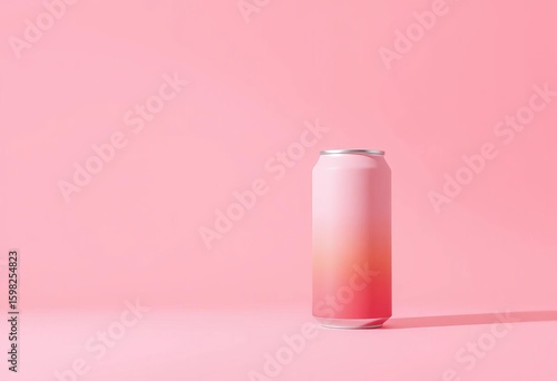 Soft pastel pink background with pink-orange gradient minimalist beverage can design, orange, product