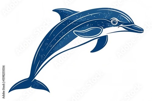 Minimalist flat vector dolphin illustration simple stylized design bold blue color clean aesthetic animal vector animal vector on white background