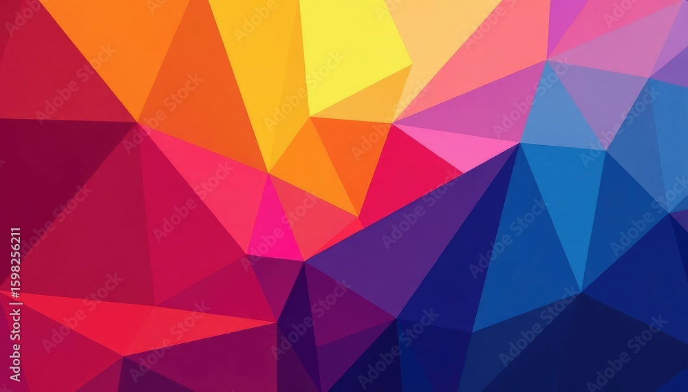 Fototapeta premium Geometric abstract shapes, vibrant color palette, gradient, repeating, triangles