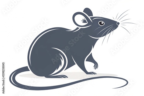 Minimalist flat vector rat illustration simple stylized design bold gray color clean aesthetic animal vector animal vector on white background