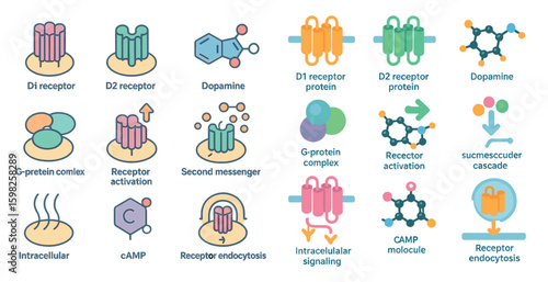 Science and biology 3d icons set – molecular, protein, chemical symbols