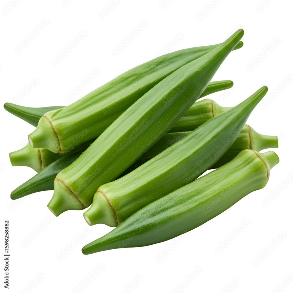 Fototapeta premium Pile of Fresh Green Okra Isolated