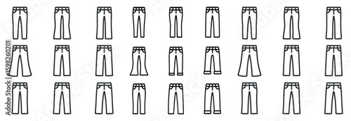 Clothing outline icons set – stylish, apparel, fashion and garment symbols